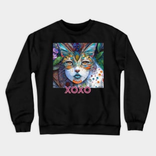 XOXo, kisses and hugs (cat girl patchwork) Crewneck Sweatshirt